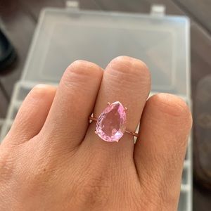 Pink pear gemstone wedding ring